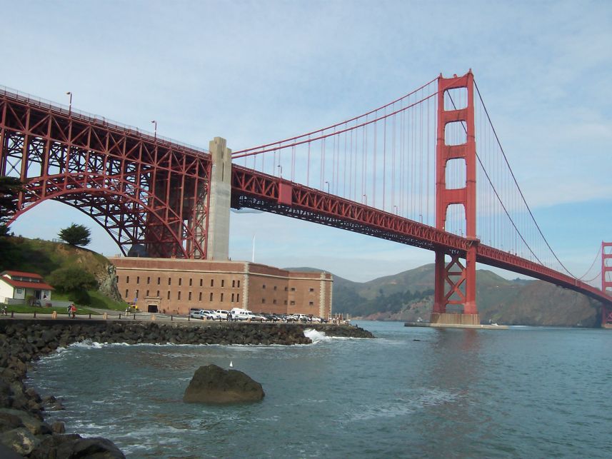 Fort Point and the Golden Gate Bridge
Fort Point was built between 1853 and 1861.  The Golden Gate Bridge was built between 1933 and 1937.
Keywords: Fort Point Golden Gate Bridge
