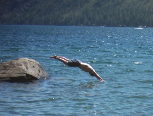 Mark Diving
Here I am diving off a rock at Fallen Leaf Lake.
Keywords: Mark diving Fallen Leaf Lake